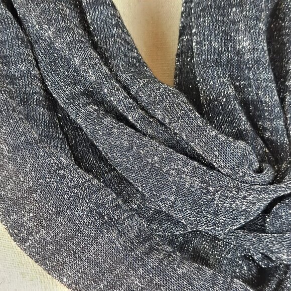 Black and Silver Sparkle Infinity Loop Scarf Lightweight Soft - Picture 2 of 5